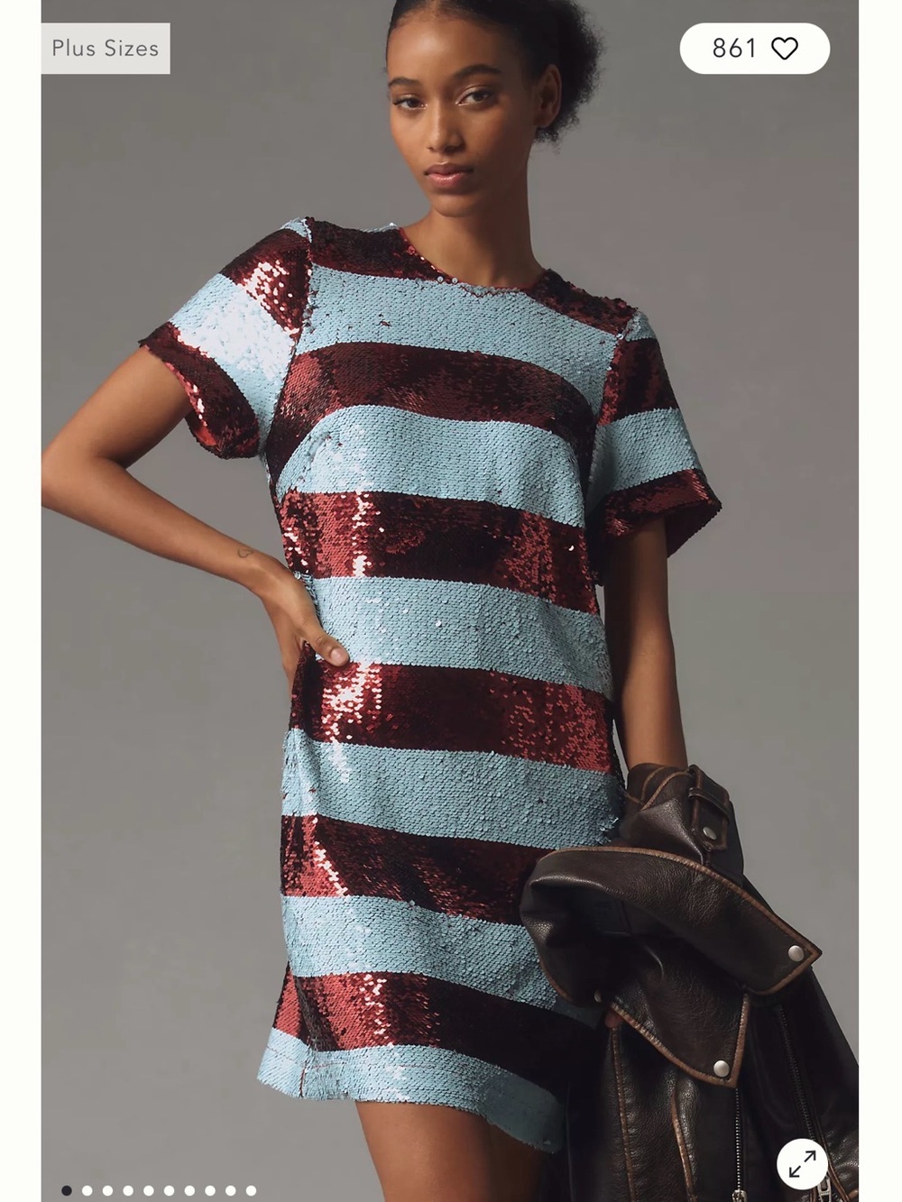 Maeve short sleeve sequin striped mini dress